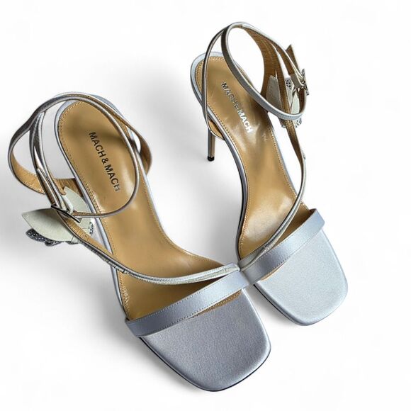 MACH & MACH Wonder Tulip Petite Satin Sandal in White 41 Italian - Picture 5 of 16